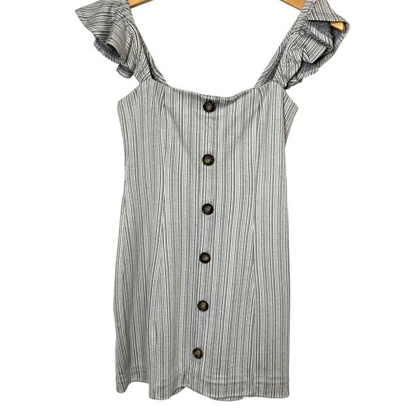 MPC Mini Dress Women's Size Small Striped Button Coquette Striped Flutter Sleeve - Picture 1 of 5